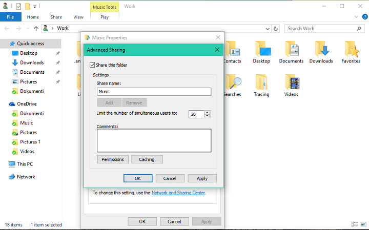 Twój folder może't be shared windows 10