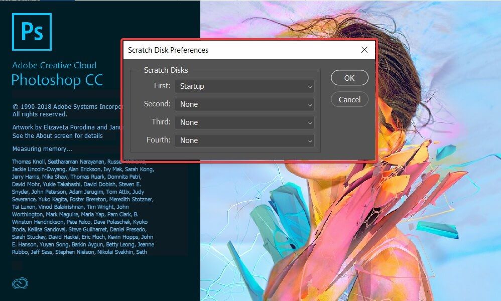 wygrał Photoshop't launch scratch disk error