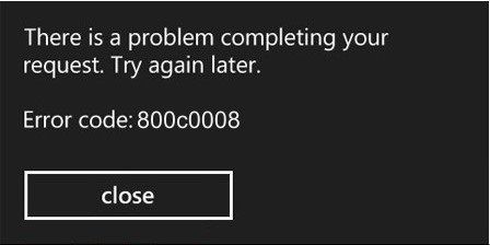 Kod błędu 800c0008 w telefonach z systemem Windows