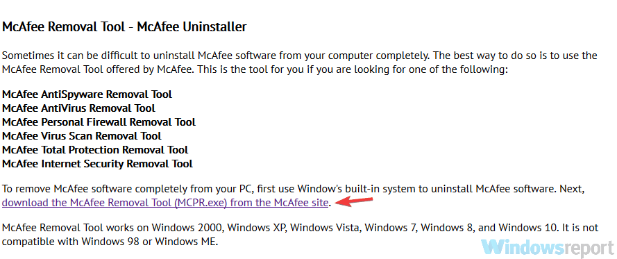 narzędzie do usuwania mcafee odinstaluj mcafee
