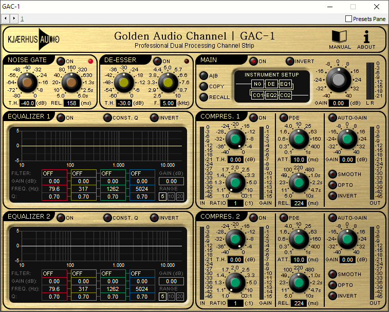 Główne okno GAC-1 Foobar2000 VST