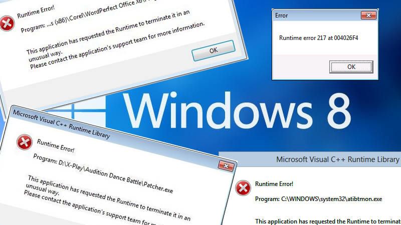 błąd czasu wykonywania w systemie Windows 8