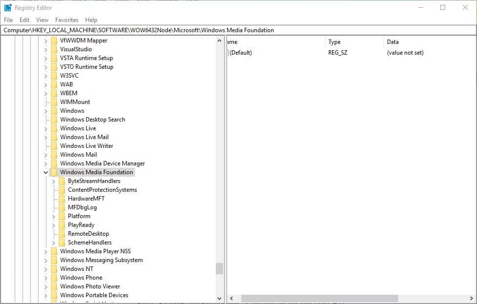 Windows Media Foundation Regedit kod błędu 0xa00f4271