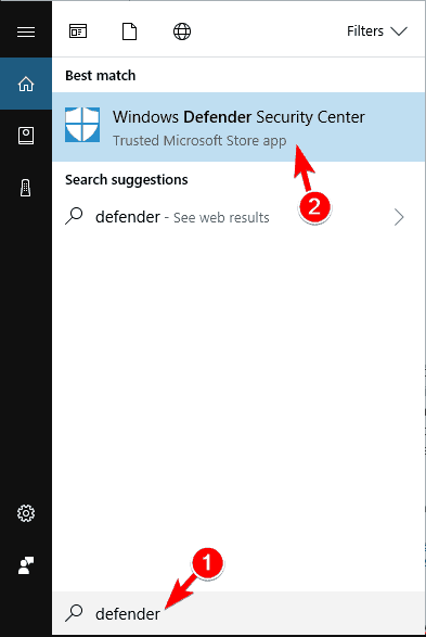 uzyskać dostęp do Windows Defender