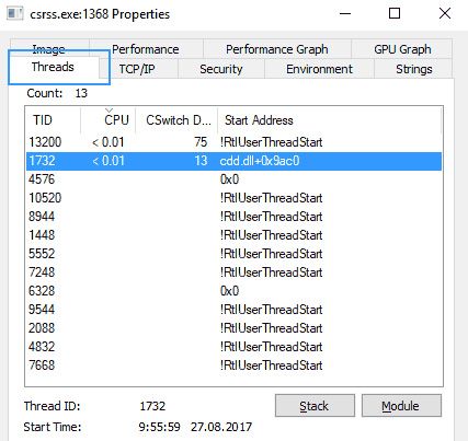 csrss exe wątki