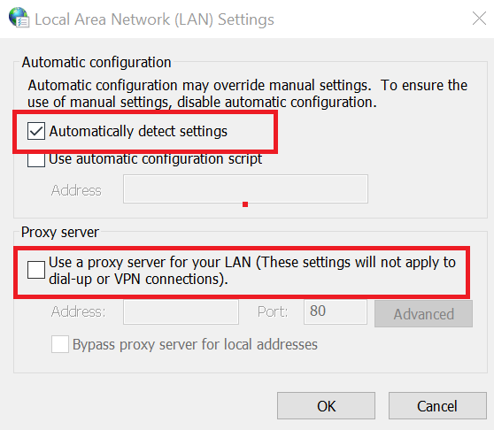 Napraw błąd serwera proxy