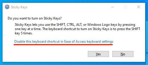 jak wyłączyć lepkie klawisze Windows 10