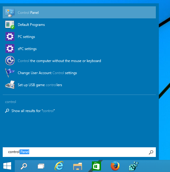 start-mnue-control-panel-windows-10