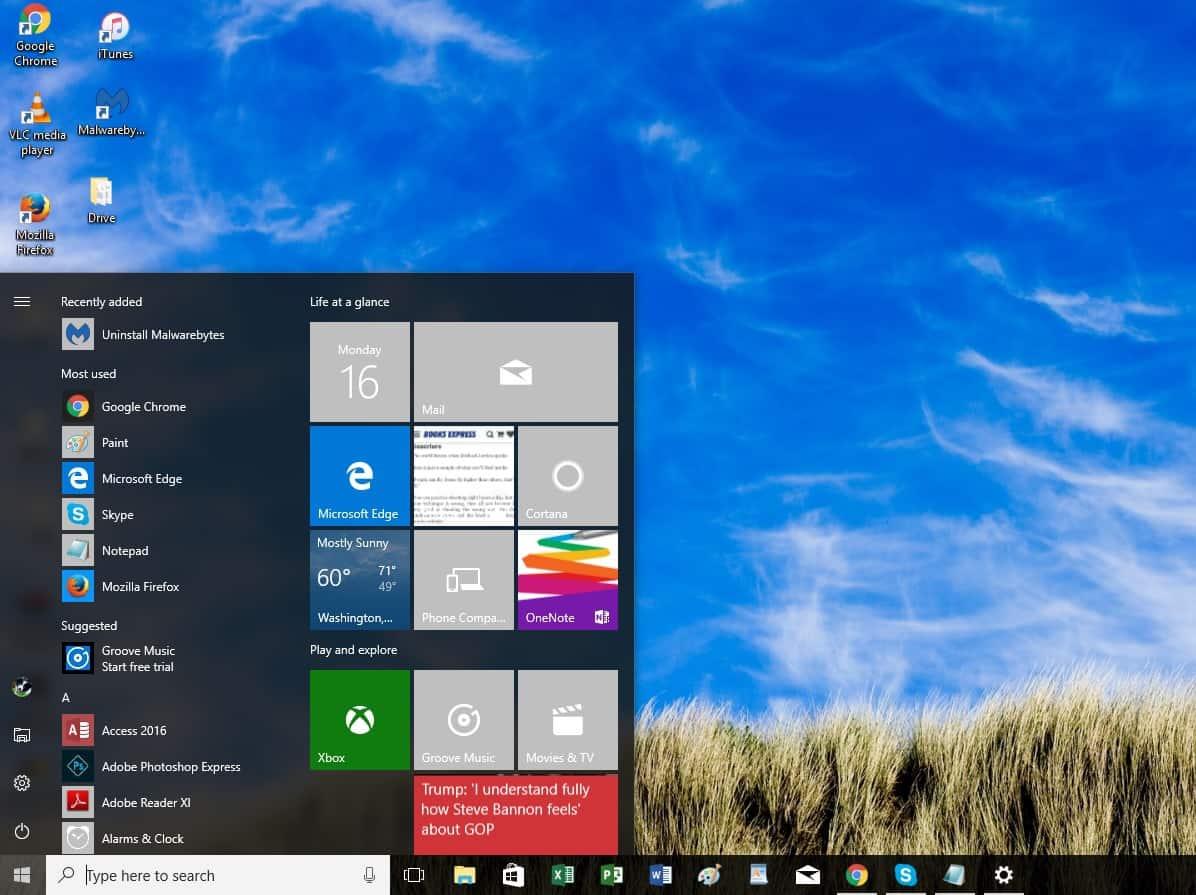 motyw chmury Windows 10