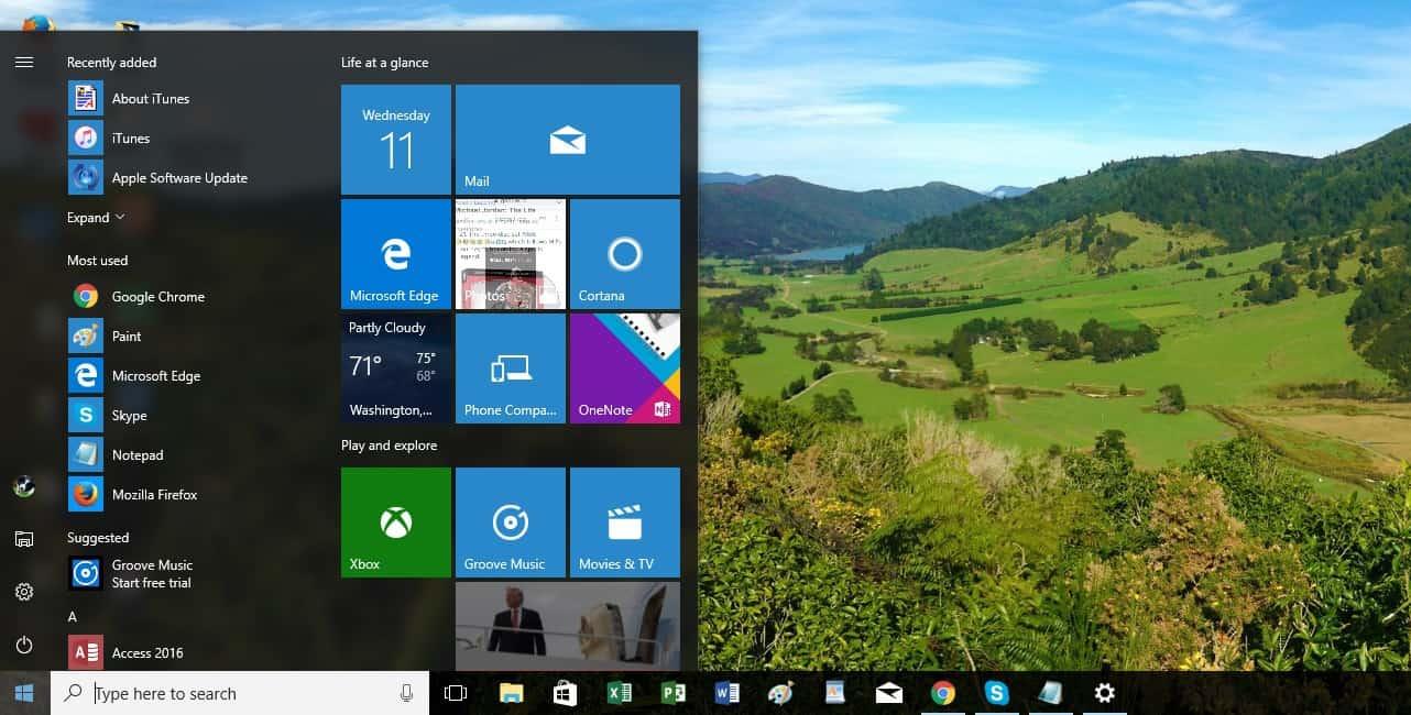 motywy panoramiczne systemu Windows 10