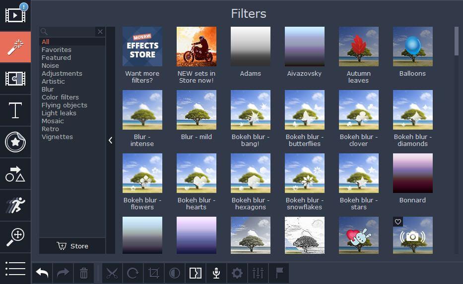 Filtry Movavi Video Editor Plus