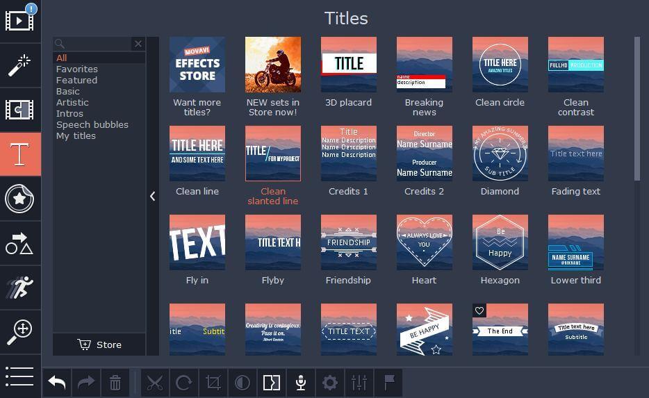 Tytuły Movavi Video Editor Plus