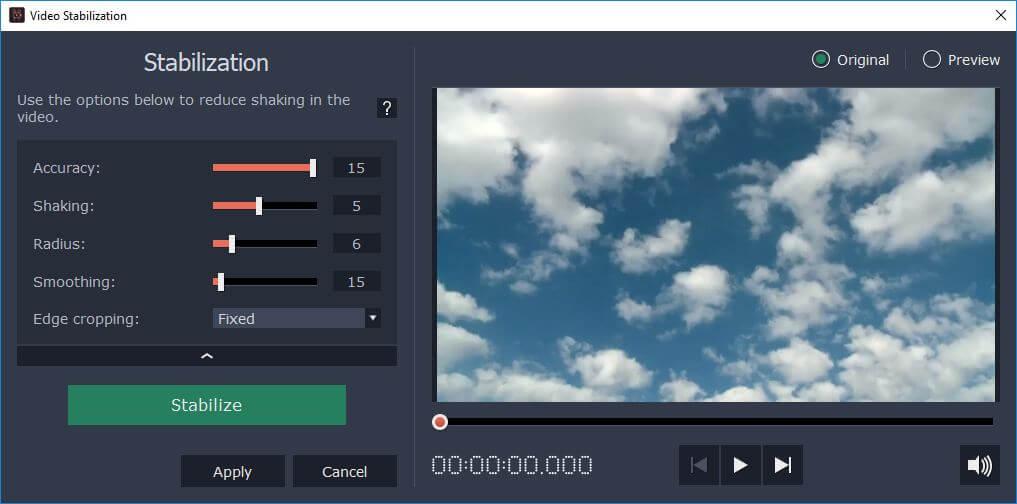 Movavi Video Editor Plus stabilizacja wideo