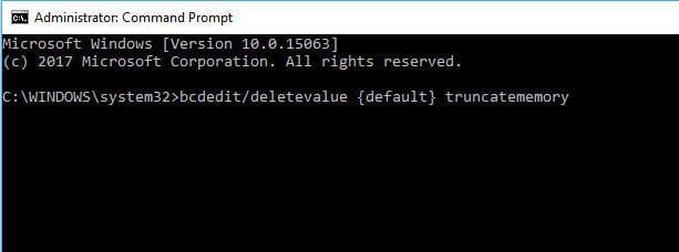 Bad_system_config_info RAM bcdedit / deletevalue {default} truncatememory