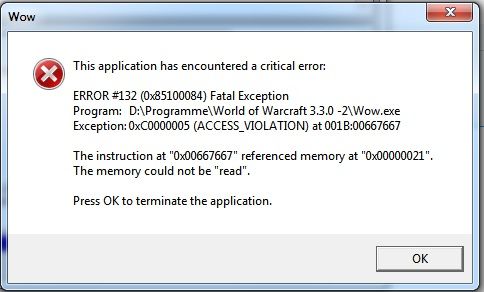 napraw błąd World Of Warcraft 132