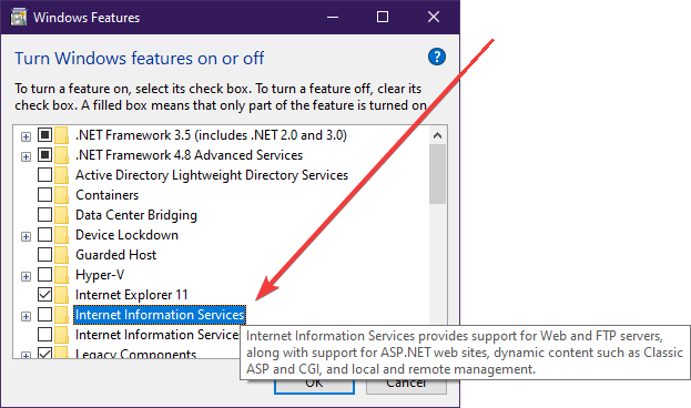 Usuń błąd aktualizacji systemu Windows IIS