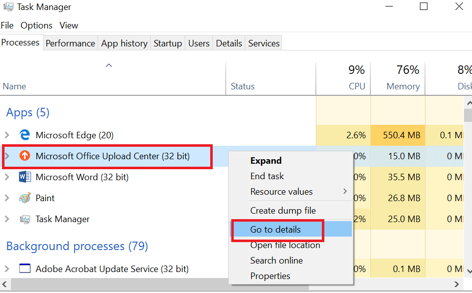 Centrum przesyłania Microsoft - Proces - Menedżer zadań Wystąpił błąd podczas uzyskiwania dostępu do pamięci podręcznej dokumentów pakietu Office