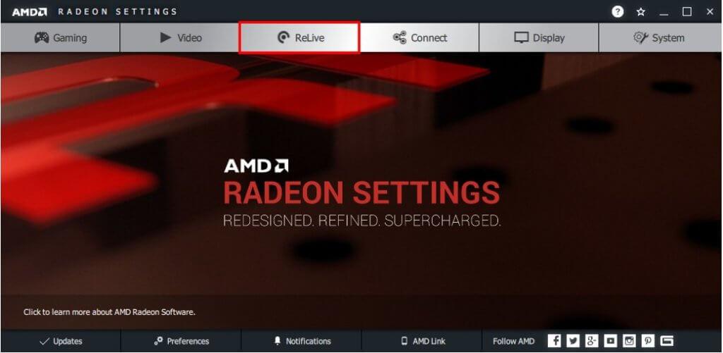 Oprogramowanie do nagrywania gier AMD Redeon ReLive dla systemu Windows 10