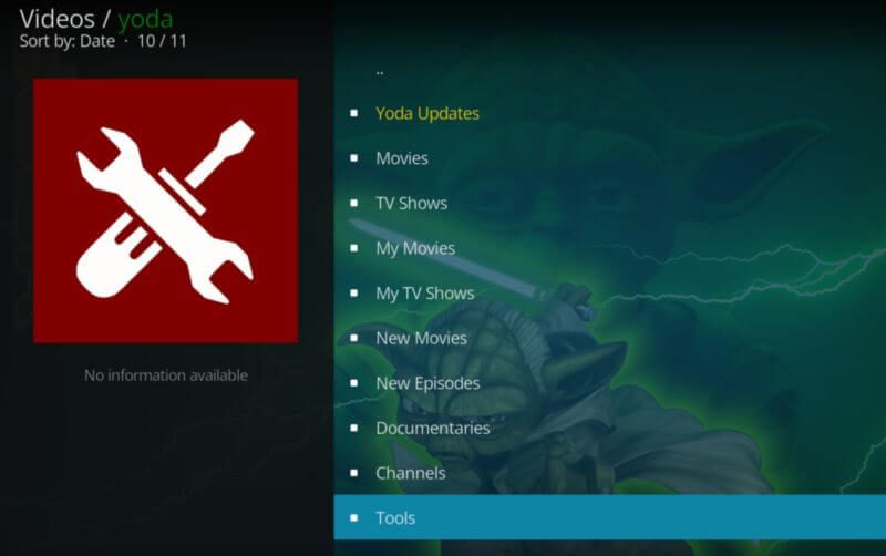 Narzędzia dodatkowe Kodi Yoda
