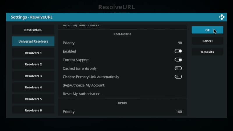 Kodi Real-Debrid Change Priority 90