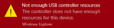 Za mało zasobów kontrolera USB