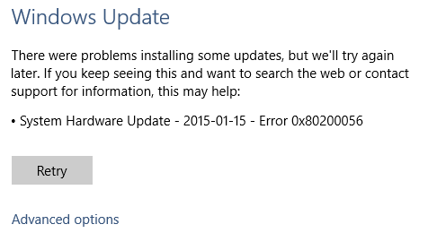 napraw kod błędu 0x80200056 w systemie Windows 10