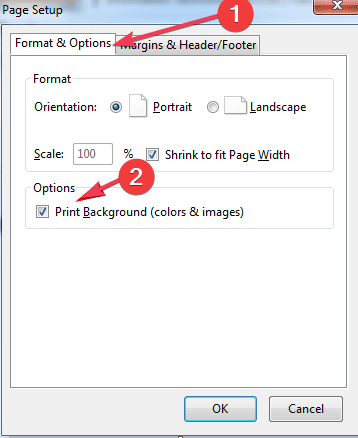 drukuj kolory tła firefox