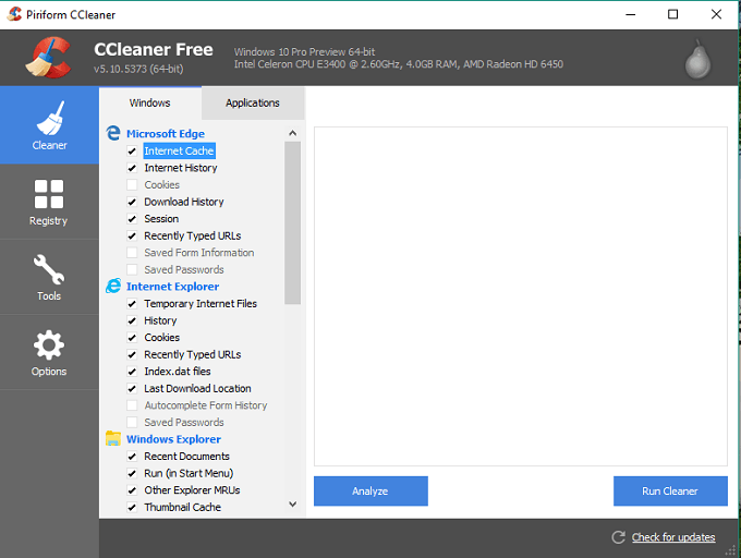 Ccleaner Windows 10 Edge