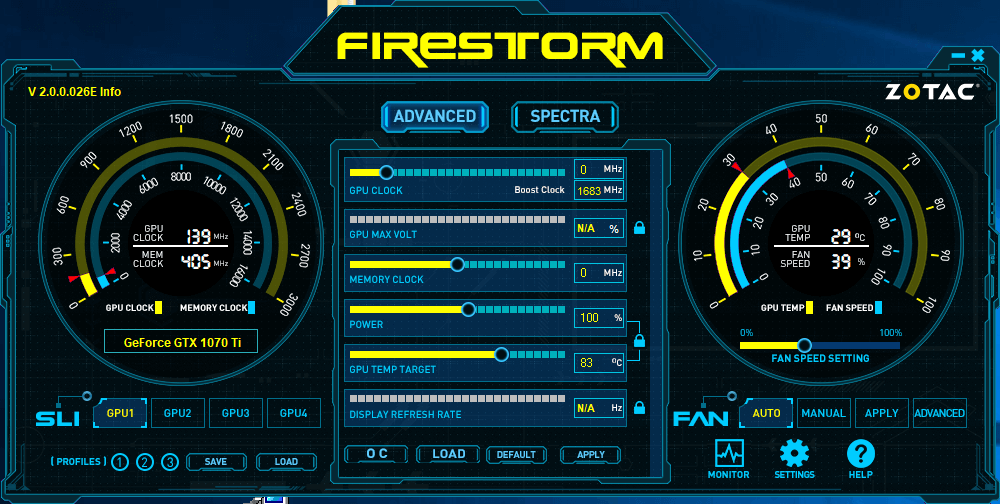 Oprogramowanie ZOTAC FireStorm do sterowania wentylatorem