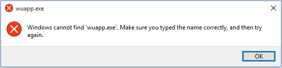 pozbyć się „Windows nie może znaleźć wuapp.exe”