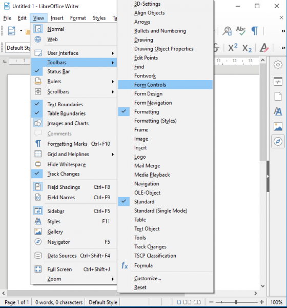 utwórz formularz PDF do wypełnienia w LibreOffice