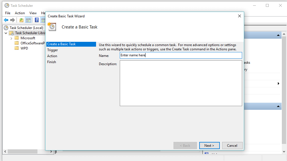 utwórz podstawowy plik harmonogramu zadań harmonogramu zadań wsadowych w systemie Windows