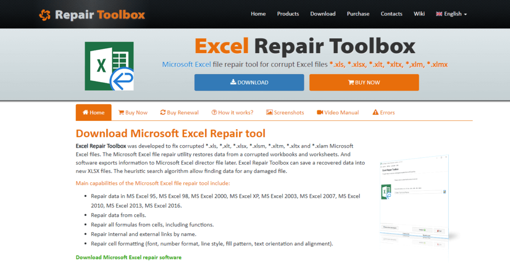 Excel Repair Toolbox - Napraw uszkodzone pliki Excel