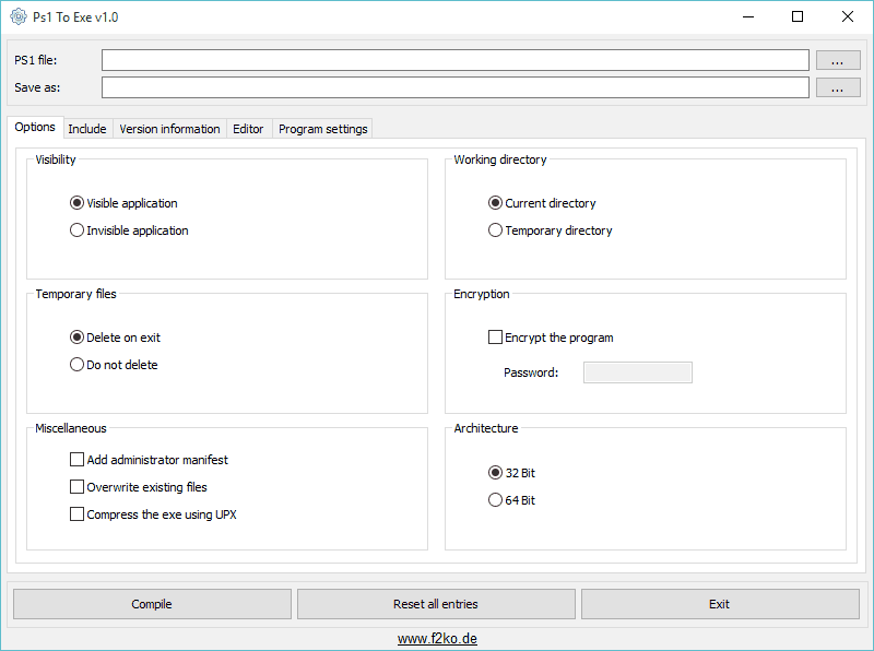 Konwertuj pliki Ps1 na .exe