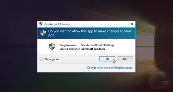 naprawić pełny ekran systemu Windows 10 UAC