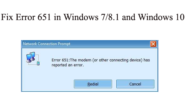 Błąd 651 w systemie Windows 7