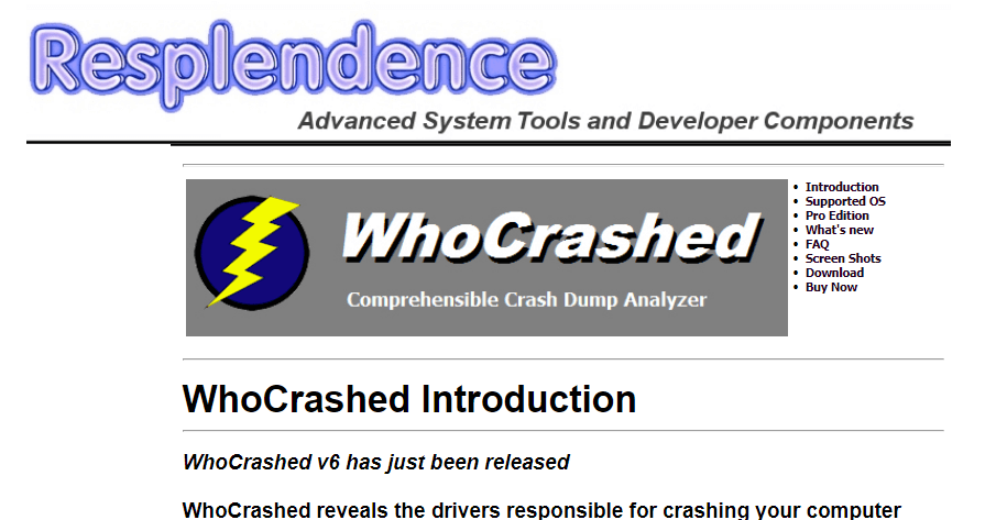 oprogramowanie Whocrashed