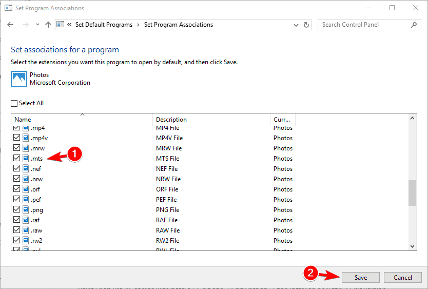 ustawianie skojarzeń dla programu png miniatury nie pokazujące systemu Windows 10