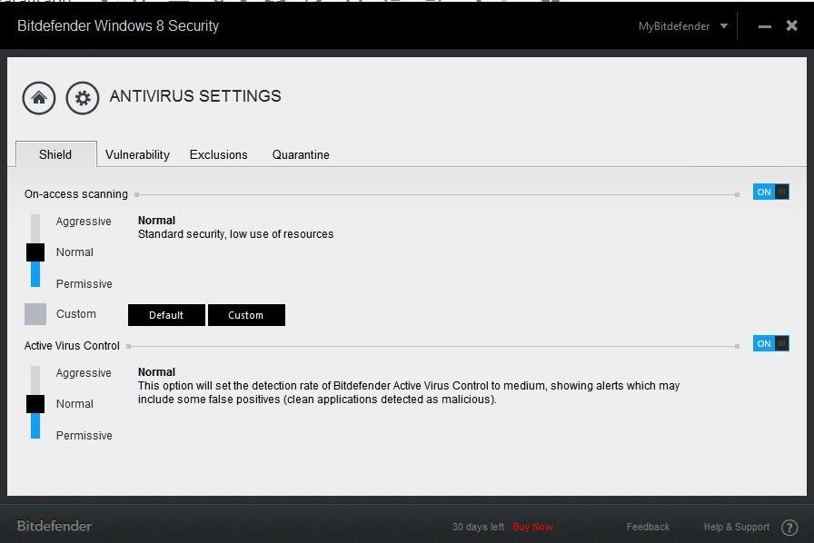 Bitdefender Windows 8 ustawienia antywirusowe
