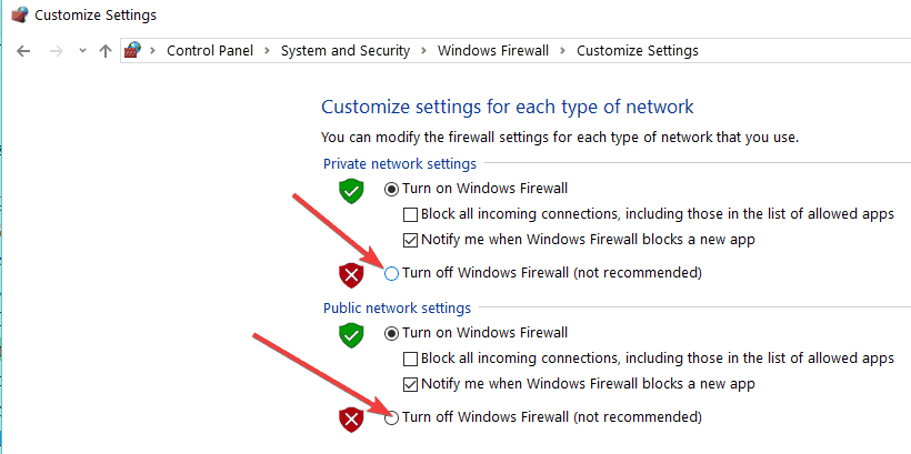 Wyłącz zaporę systemu Windows