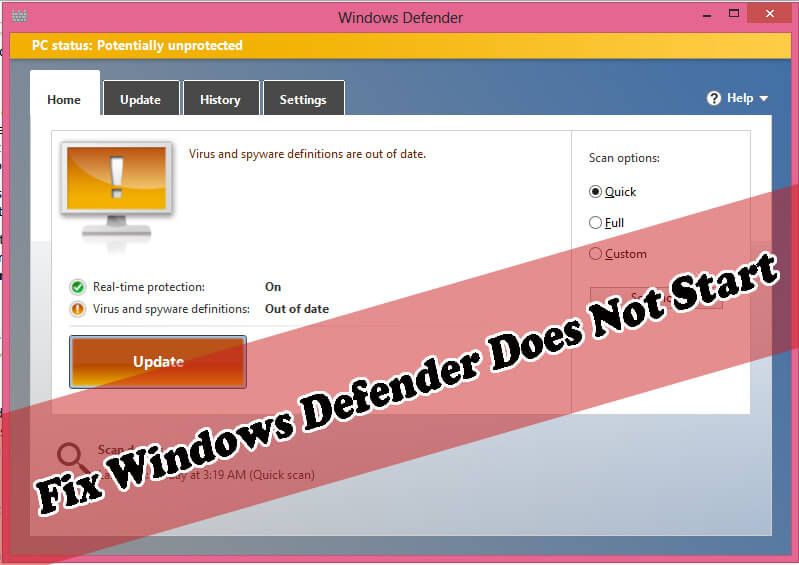 Napraw Windows Defender nie uruchamia kopiowania