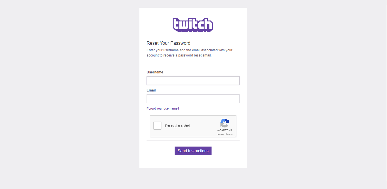 Twitch nie może zresetować hasła