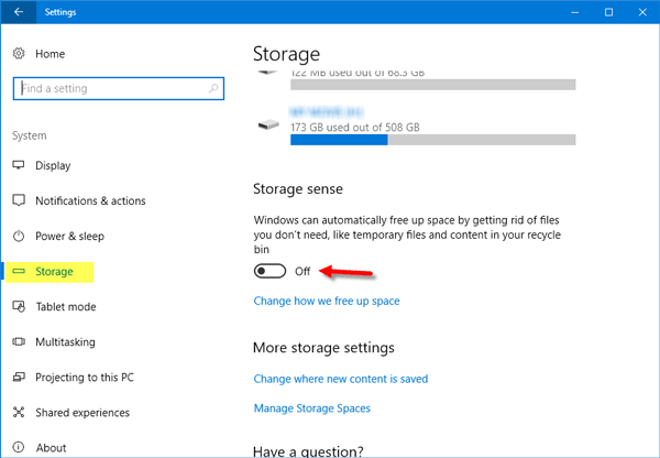 Skonfiguruj Storage Sense w Windows 10