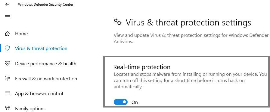 wyłącz Windows Defender