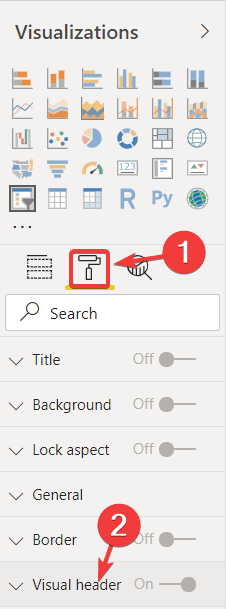 nagłówek Power Bi Visual